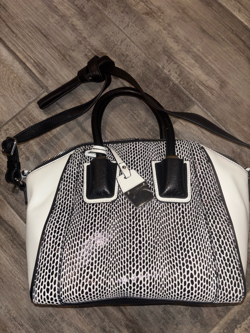 Ivanka Trump Black and White Textured Satchel